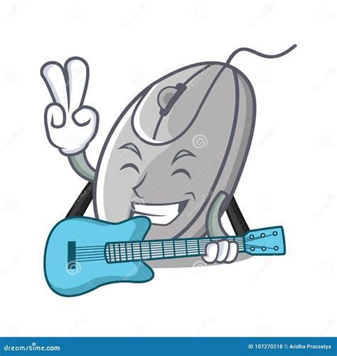 With Guitar Mouse Mascot Cartoon Style Stock Vector Illustration Of