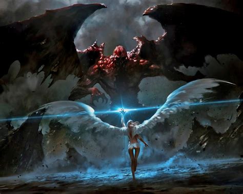 Angel And Demon Clash Dark Fantasy Art Fantasy Artwork Fantasy Art