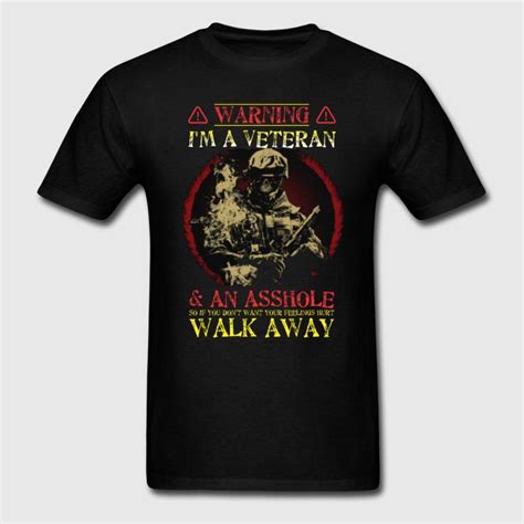 Warning I M A Veteran Mens T Shirt Mens Tshirts Custom T Shirt