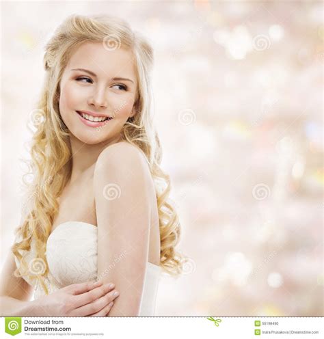 Woman Blond Long Hair Fashion Model Portrait Smiling Girl Stock Photo