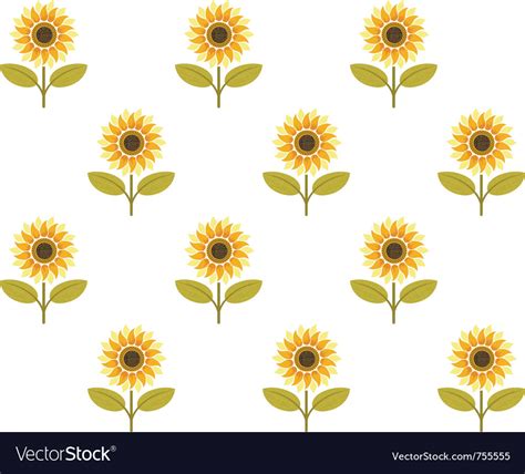 Cute Sunflower Seamless Pattern Royalty Free Vector Image