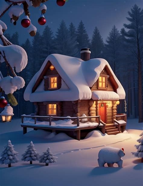 Premium Ai Image A Warm Cozy Winter Cabin Nestled In A Snow Covered