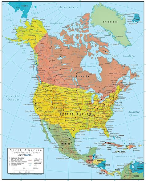 Swiftmaps North America Wall Map Geopolitical Edition Cloud Hot Girl