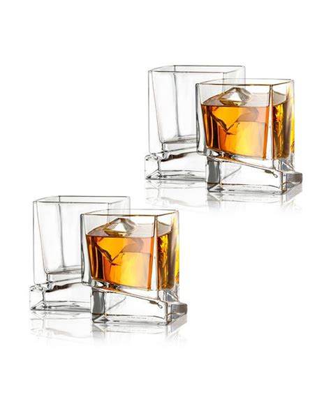 Joyjolt Carre Square Whiskey Glasses Set Of 4 And Reviews Glassware And Drinkware Dining Macy S