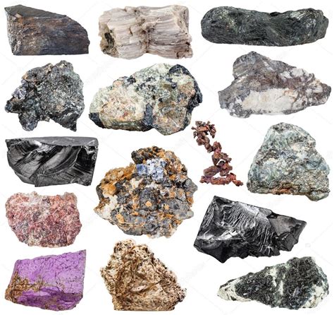 Conjunto De Diferentes Piedras Naturales De Minerales Y Rocas — Foto De