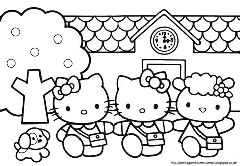 Pola Mewarnai Hello Kitty Gambar Putih