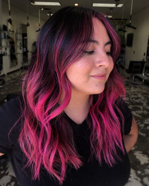 Inspiring Ways To Get Black Hair With Highlights Pink Hair Highlights Hair Color For Black