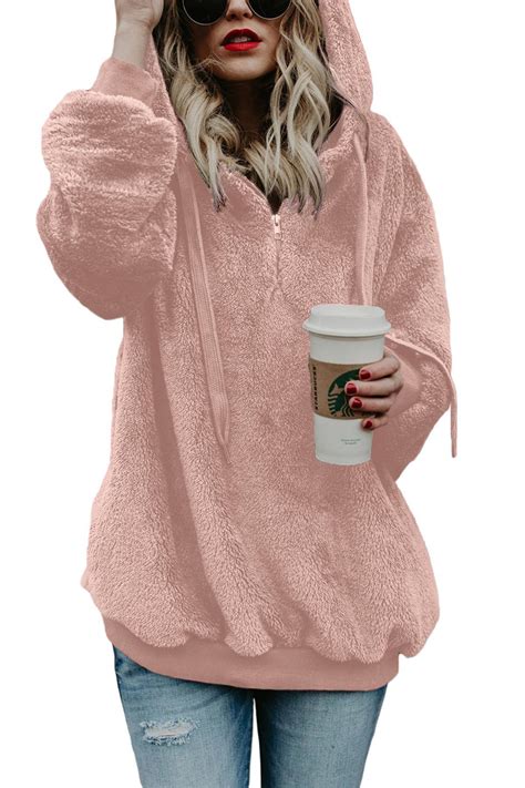 Us 102 Pink Warm Furry Pullover Hoodie Wholesale