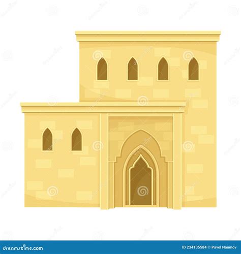 Traditional Arabic House Middle East Two Storey Building Vector
