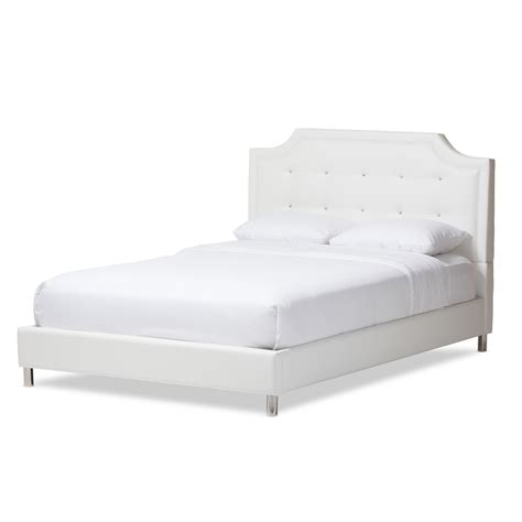 Baxton Studio Carlotta White Modern Bed With Upholstered Headboard