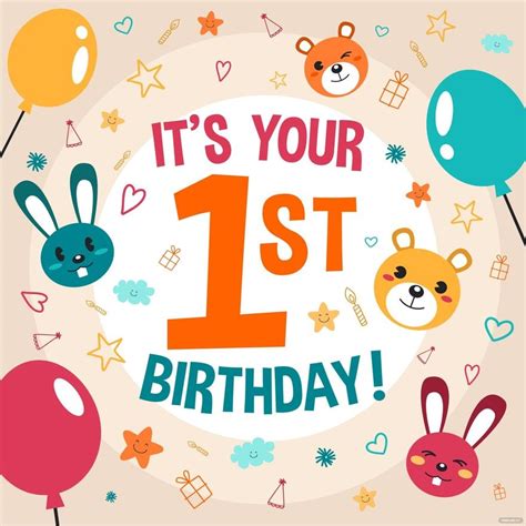 Free Happy 1st Birthday Template Download In Illustrator Eps Svg