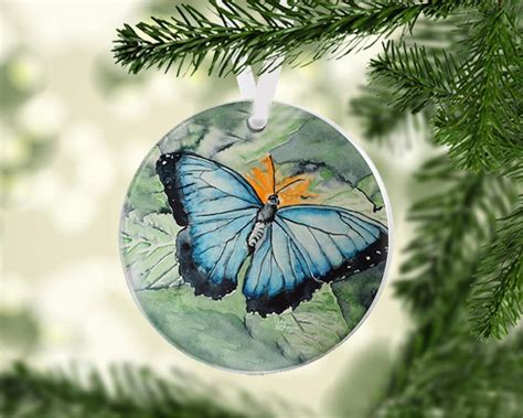 Unbreakable Round Butterfly Christmas Ornament Christmas