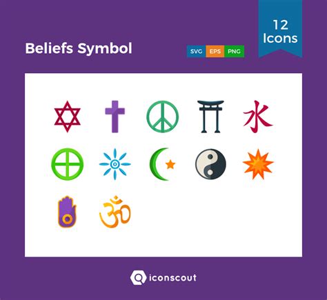 Beliefs Symbol Icon Pack 12 Flat Icons Flat Icons Png Icons Icon
