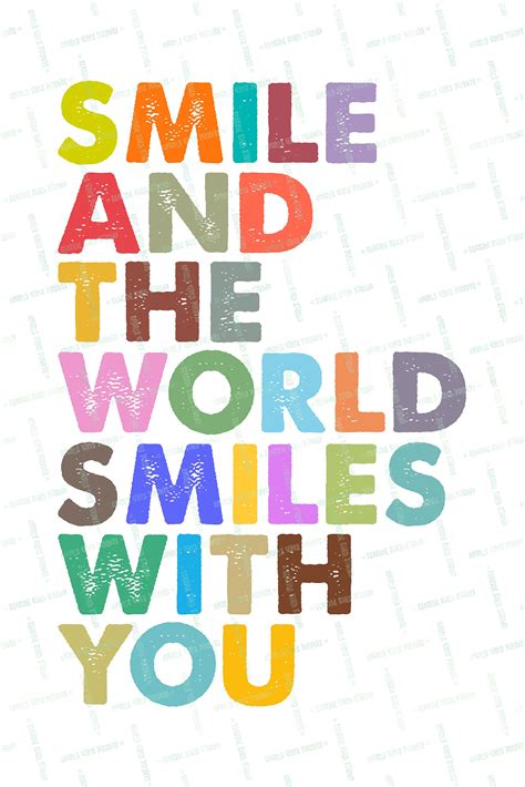 Smile And The World Smiles With You Motivational Wall Art Etsy