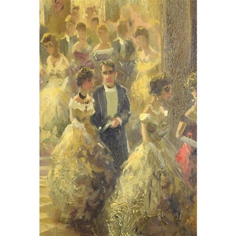 Richard Schlomer 1950s Impressionist Painting High Society Ballroom