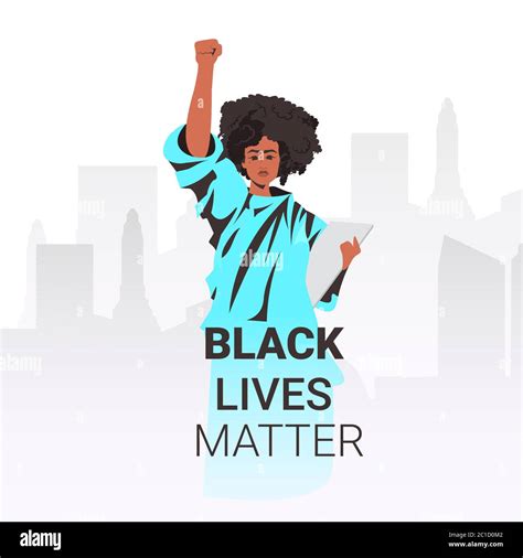 Black Lives Matter African American Woman Holding Raised Up Fist