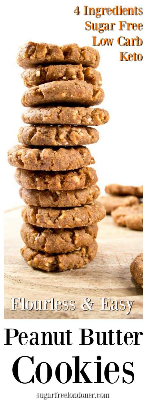 Flourless Low Carb Peanut Butter Cookies Easy Quick And Only 4 Ingredients  Low Carb