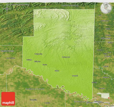 Physical 3d Map Of Mccurtain County Satellite Outside