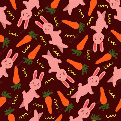 Premium Vector Seamless Pattern With Cute Cartoon Bunny And Carrot