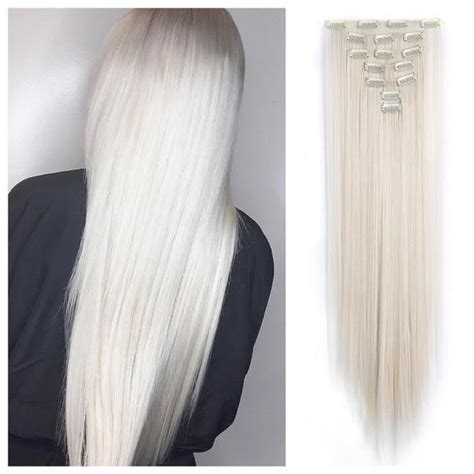 Platinum Blonde Hair Extensions 26 Clip In Remy Human Hair Etsy In