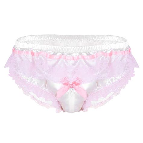 Buy Yuumin Mens Shiny Soft Satin Sissy Maid Crossdress Panties Ruffled