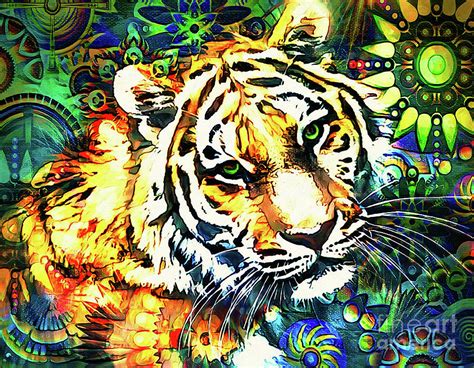 Abstract Tiger Digital Art By Tina Lecour