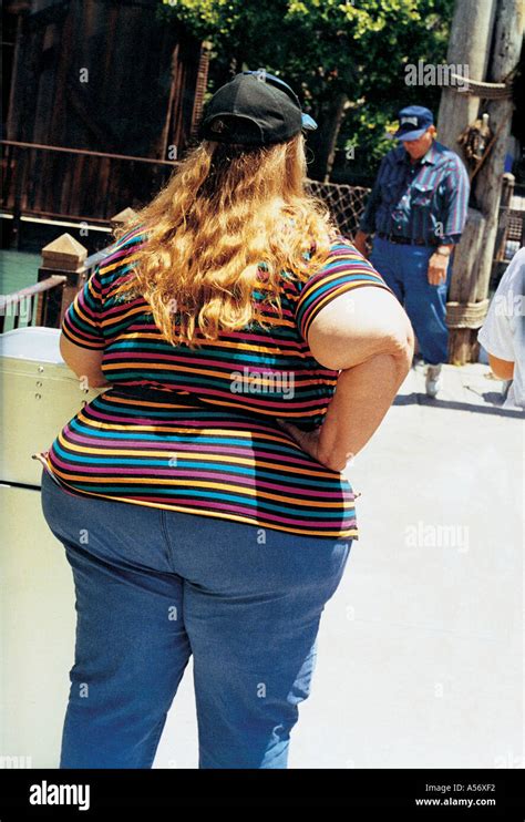 Dicke übergewichtige Lustige Frau Frauen In Jeans Times Square New York