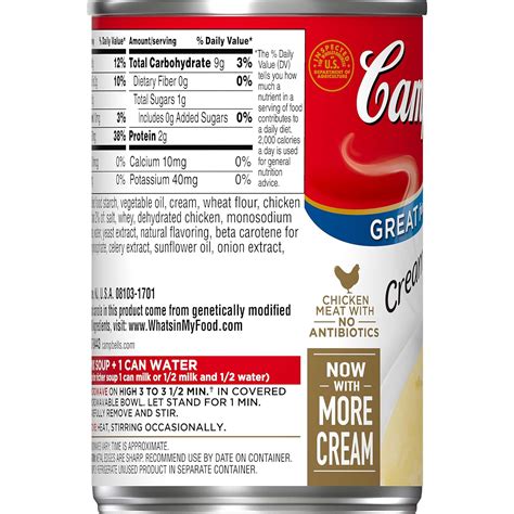Campbell S Cream Of Chicken Soup Nutrition Label Labels Design Hot Sex Picture
