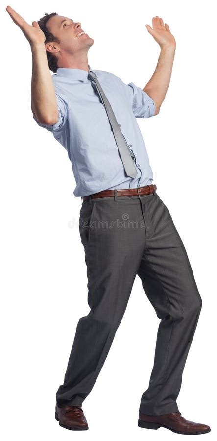 Businessman Posing With Arms Raised Stock Image Image Of Dressed