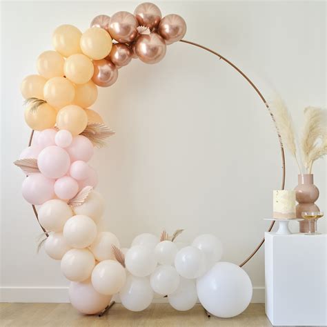 Pampas White Peach And Rose Gold Balloon Arch Kit Ginger Ray