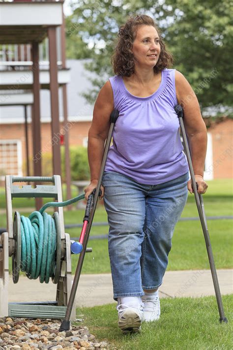 Woman With Disability Using Crutches Stock Image F0124398
