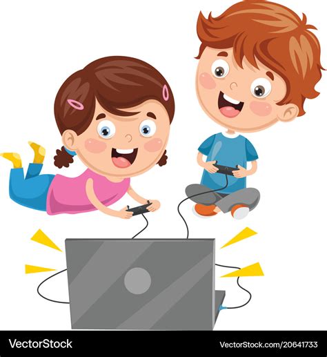 Kids Playing Video Game Royalty Free Vector Image