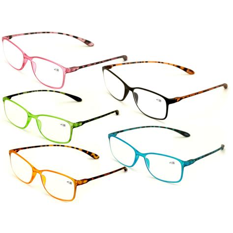 v w e women s rectangular lightweight reading glasses 5 pair