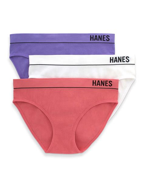 Hanes Originals Women S Seamless Rib Bikini Underwear 3 Pack Walmart Com