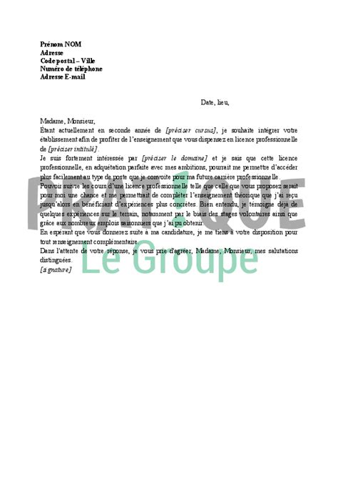 Related posts to lettre de motivation licence histoire. Lettre de motivation université licence pro - laboite-cv.fr