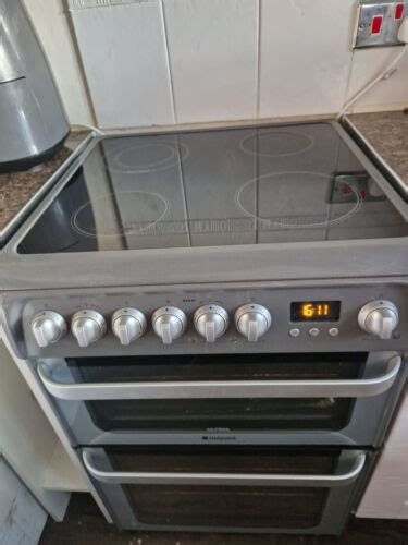 hotpoint ultima hue61gs graphite 60cm double oven electric cooker ebay