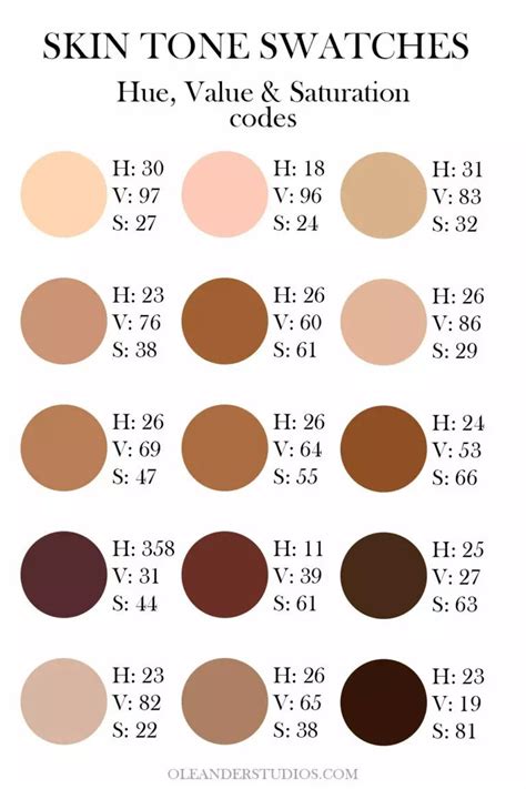 Skin Tone Palette And Codes Colors For Skin Tone Skin Color Palette