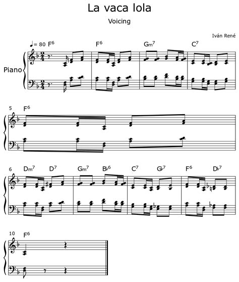 La Vaca Lola Sheet Music For Piano