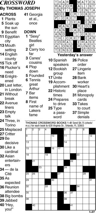 Printable Thomas Joseph Crossword Puzzles Get Your Hands On Amazing