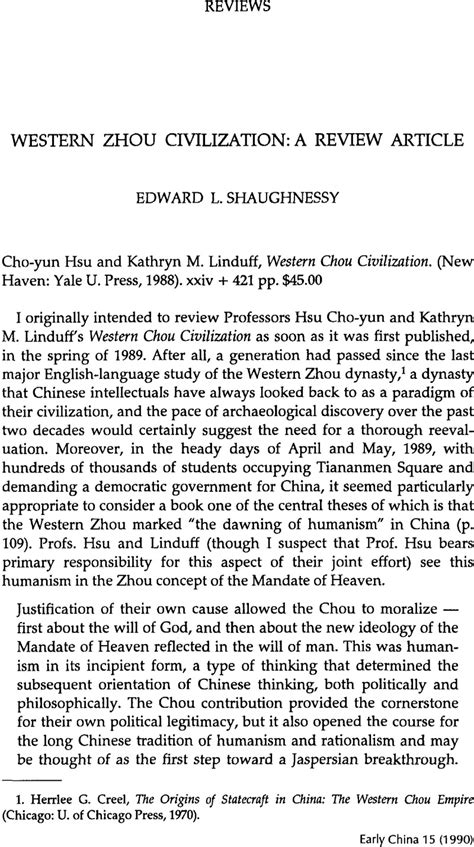 Western Zhou Civilization A Review Article Cho Yun Hsu And Kathryn M
