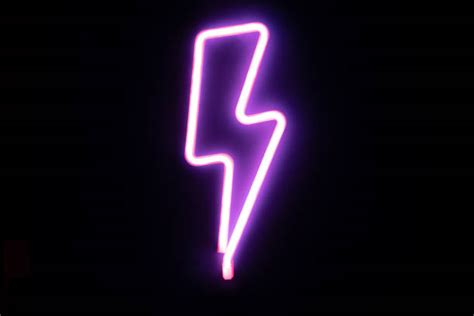 Purple Lightning Bolt Mounted Neon Signs High Voltage Neon Symbol