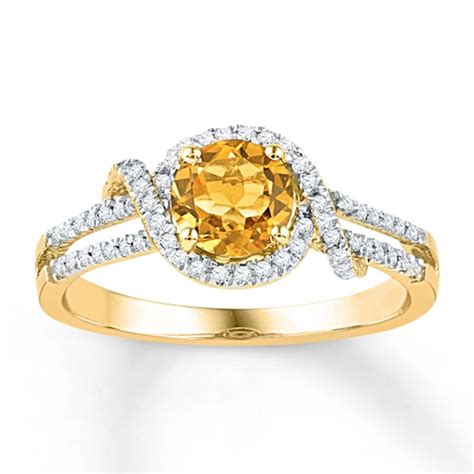 Citrine Ring Ct Tw Diamonds K Yellow Gold In Citrine Ring Fashion Rings White