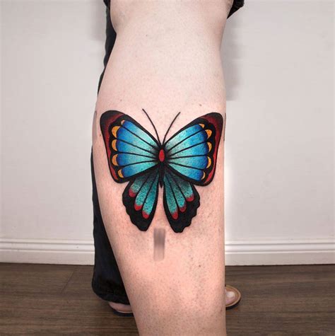 Butterfly Tattoo On The Calf