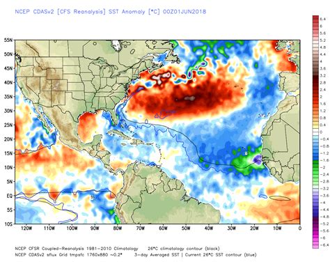 Atlantic Ocean Sea Surface Temperature Anomalies On June 1 2018