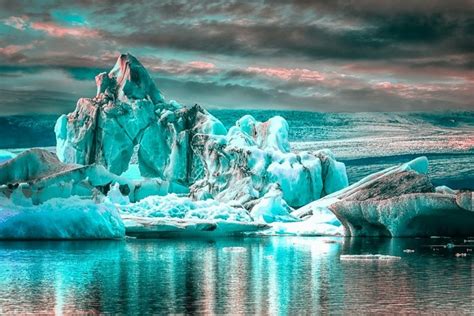 Landscape Sea Bay Water Nature Reflection Clouds Iceberg Ice
