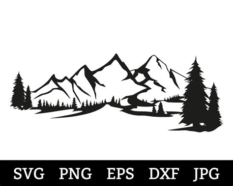 Mountain Svg Dxf Mountain Forest Svg Pine Trees Pacific Etsy Australia