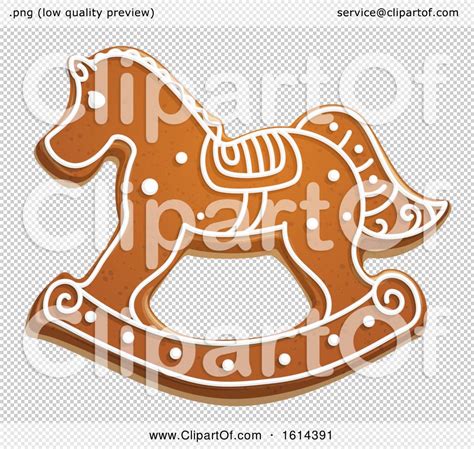Clipart Of A Christmas Rocking Horse Gingerbread Cookie With Icing