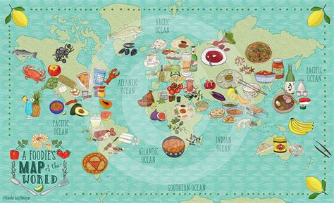 Foodie Map Of The World By Betsy Beier Wanderlust Designer