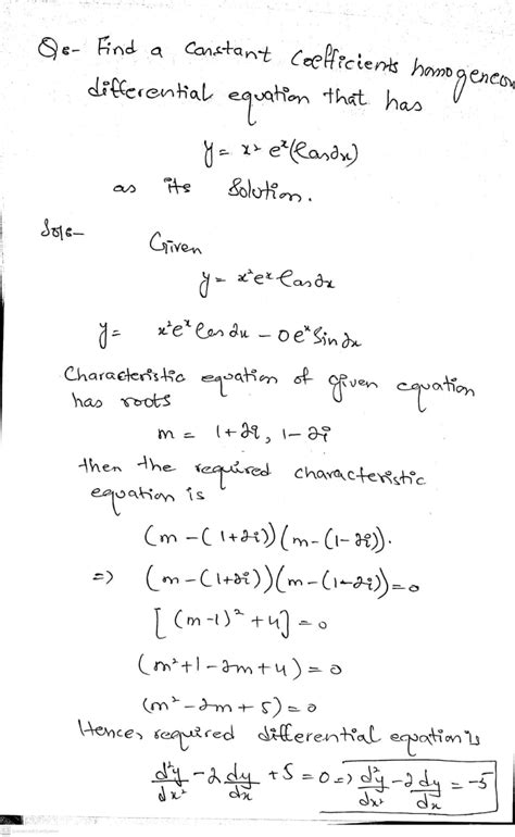 Solved Find A Constant Coefficients Homogeneous Differential Equation