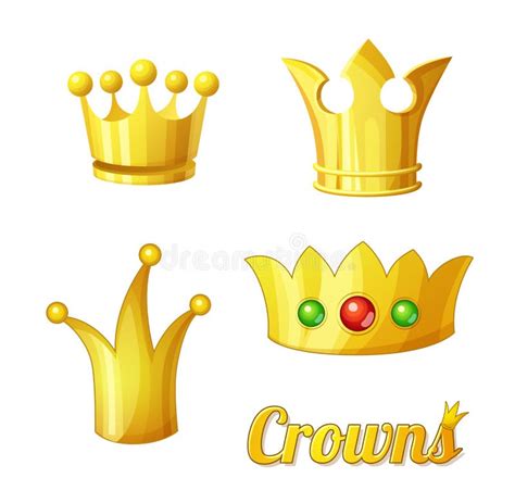 Cartoon Vector Golden Crowns Set For King And Queen Stock Vector